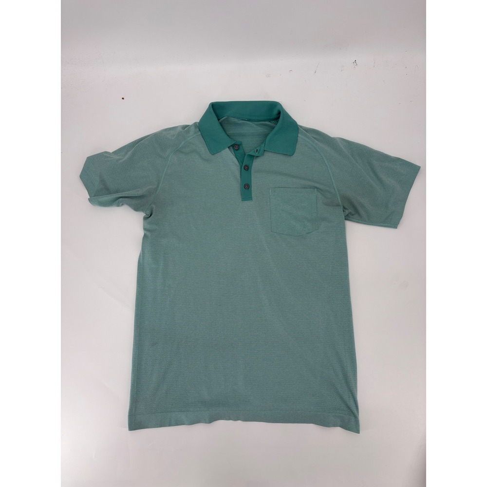 Lululemon Metal Vent Tech Polo Shirt Mens Teal Green Short Sleeve Pocket m